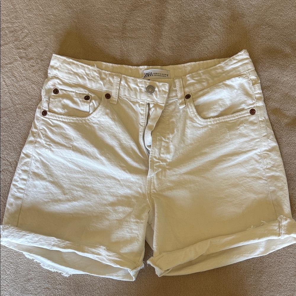 Zara Cream Jean Shorts for Women